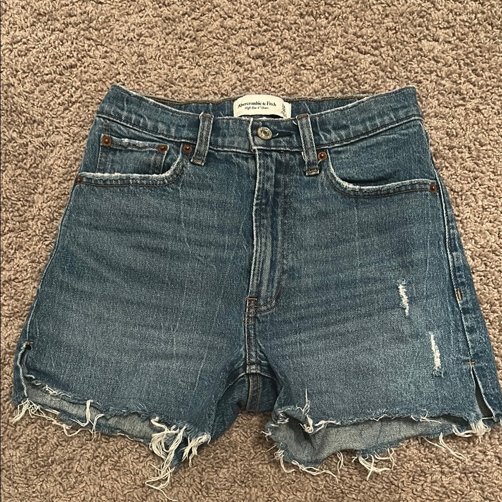 Abercrombie & Fitch Blue Jean Shorts Distressed High-Waisted